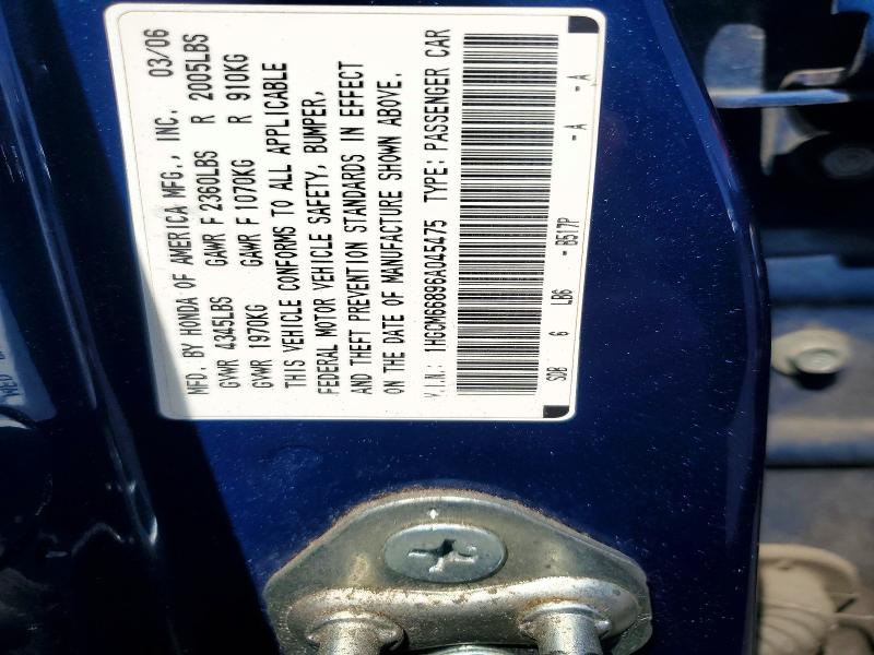 Продаж на аукціоні авто 2006 Honda Accord, vin: 1HGCM66896A045475, номер лоту: 59373896