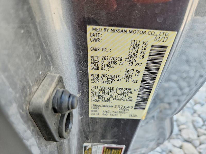 Aukcja sprzedaży 2017 Nissan Titan, vin: 1N6AA1R86HN537645, numer aukcji: 60977866