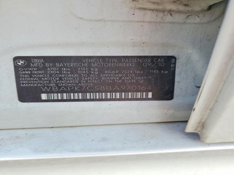 60982816 :رقم المزاد ، WBAPK7C58BA970164 vin ، 2011 Bmw 328 مزاد بيع