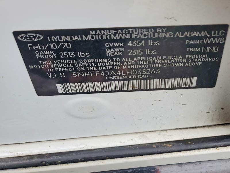 Aukcja sprzedaży 2020 Hyundai Sonata, vin: 5NPEF4JA4LH035263, numer aukcji: 59590686