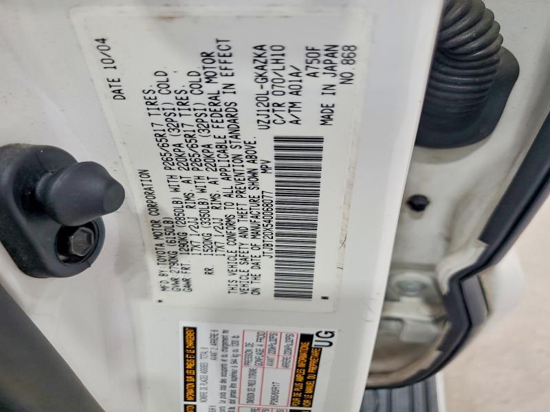 Aukcja sprzedaży 2004 Lexus Gx, vin: JTJBT20X540068077, numer aukcji: 63400226