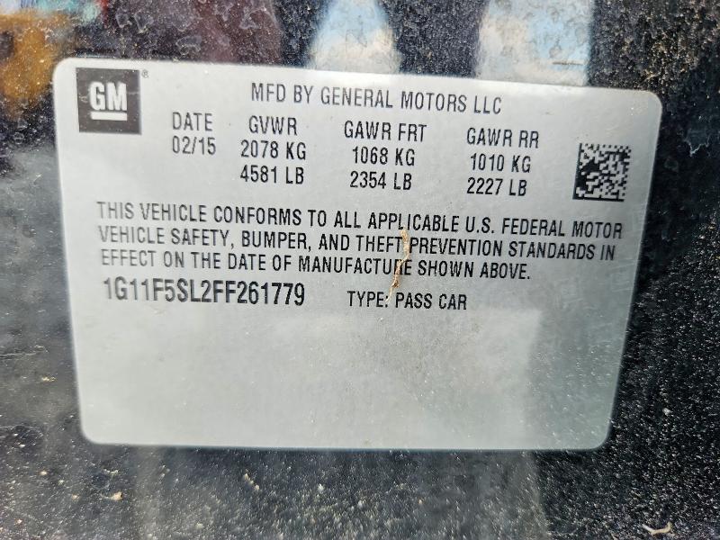 Продажа на аукционе авто 2015 Chevrolet Malibu, vin: 1G11F5SL2FF261779, номер лота: 60436756