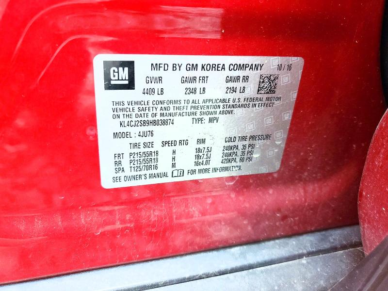 Продажа на аукционе авто 2017 Buick Encore, vin: KL4CJ2SB9HB038874, номер лота: 62784786
