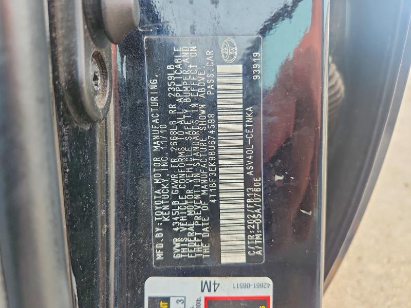 2011 Toyota Camry მანქანა იყიდება აუქციონზე, vin: 4T1BF3EK8BU674598, აუქციონის ნომერი: 60327846
