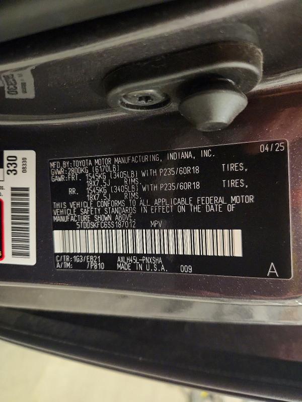 60966526 :رقم المزاد ، 5TDDSKFC6SS187012 vin ، 2025 Toyota Sienna مزاد بيع