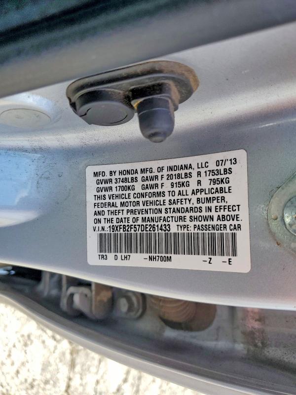 Aukcja sprzedaży 2013 Honda Civic, vin: 19XFB2F57DE261433, numer aukcji: 61397276
