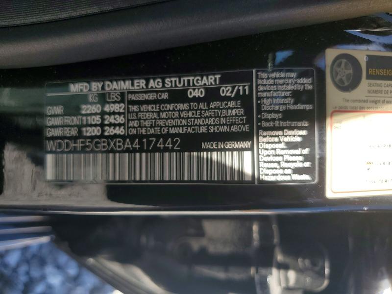 61180546 :رقم المزاد ، WDDHF5GBXBA417442 vin ، 2011 Mercedes-benz E مزاد بيع