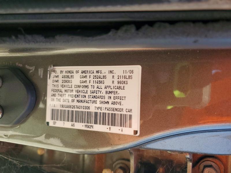 Aukcja sprzedaży 2007 Acura Tl, vin: 19UUA66267A010306, numer aukcji: 60456596