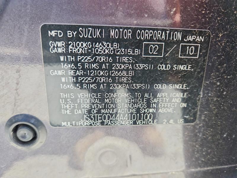 Продажа на аукционе авто 2010 Suzuki Grand Vitara, vin: JS3TE0D44A4101100, номер лота: 61881026