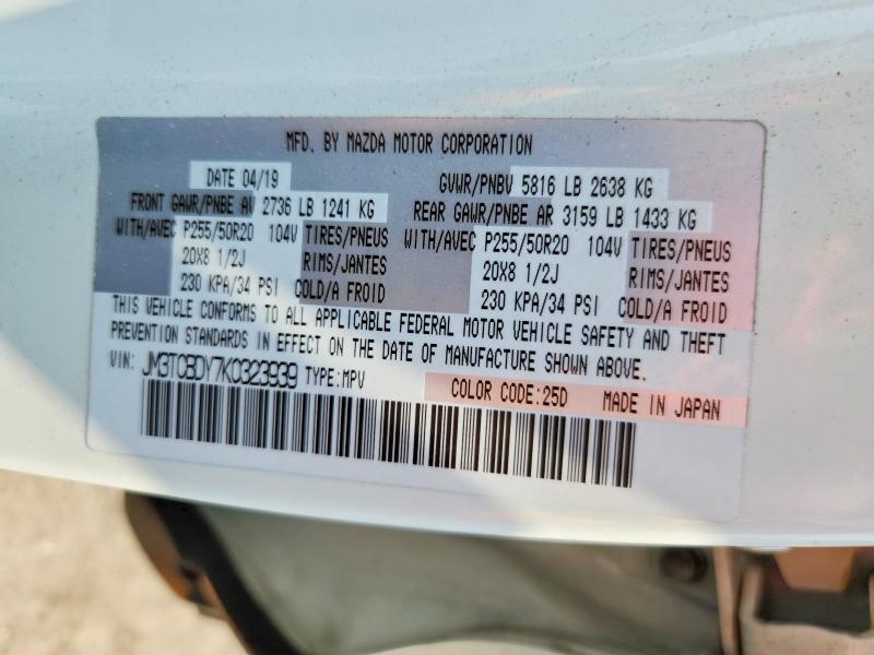 Aukcja sprzedaży 2019 Mazda Cx-9, vin: JM3TCBDY7K0323939, numer aukcji: 62795076