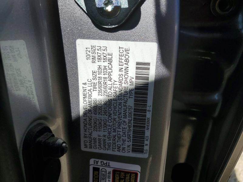 Aukcja sprzedaży 2022 Honda Cr-v, vin: 5J6RT6H83NL006757, numer aukcji: 62868336