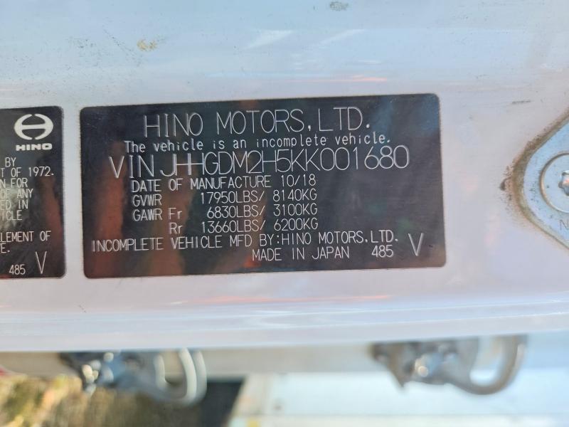Продаж на аукціоні авто 2019 Hino 195dr, vin: JHHGDM2H5KK001680, номер лоту: 56216846