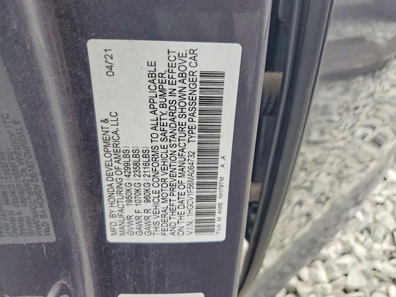 Aukcja sprzedaży 2021 Honda Accord, vin: 1HGCV1F56MA064732, numer aukcji: 60594836