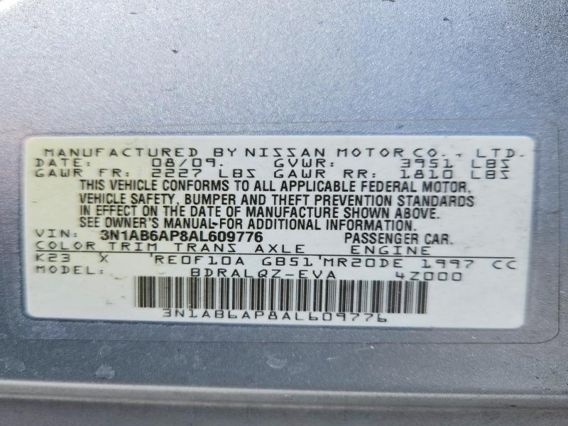 Продажа на аукционе авто 2010 Niss Sentra, vin: 3N1AB6AP8AL609776, номер лота: 59896846