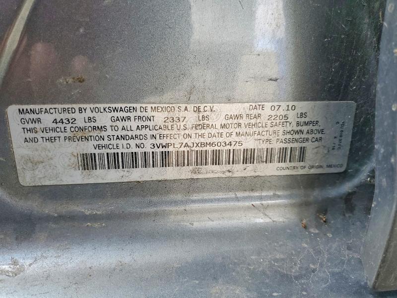 Aukcja sprzedaży 2011 Volkswagen Jetta, vin: 3VWPL7AJXBM603475, numer aukcji: 59230106
