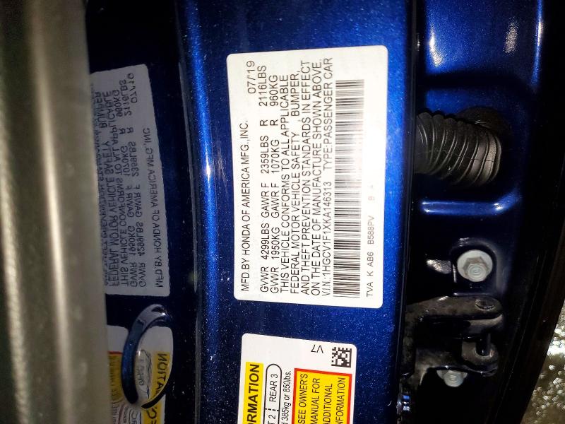 Продажа на аукционе авто 2019 Honda Accord, vin: 1HGCV1F1XKA146313, номер лота: 60240966