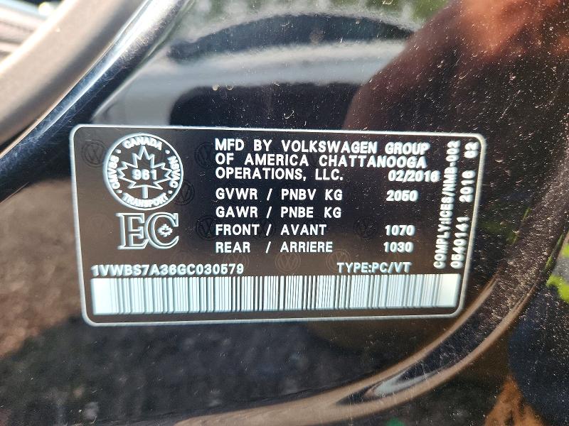 Aukcja sprzedaży 2016 Volkswagen Passat, vin: 1VWBS7A36GC030579, numer aukcji: 61861896