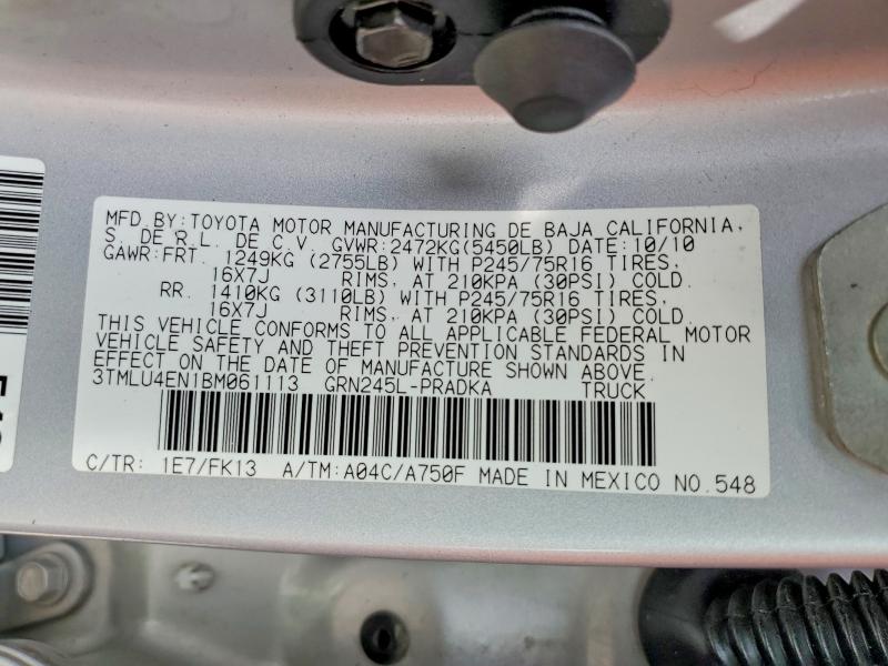 61408396 :رقم المزاد ، 3TMLU4EN1BM061113 vin ، 2011 Toyota Tacoma مزاد بيع