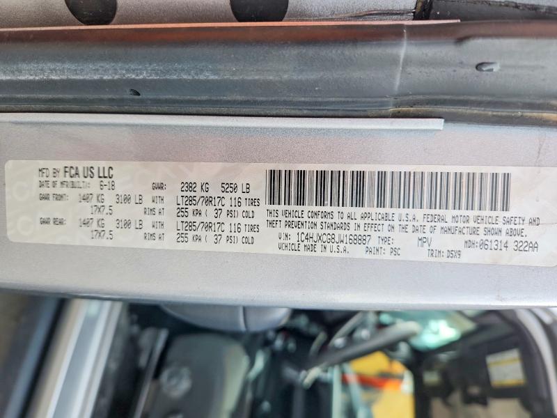 62875616 :رقم المزاد ، 1C4HJXCG8JW168887 vin ، 2018 Jeep Wrangler مزاد بيع