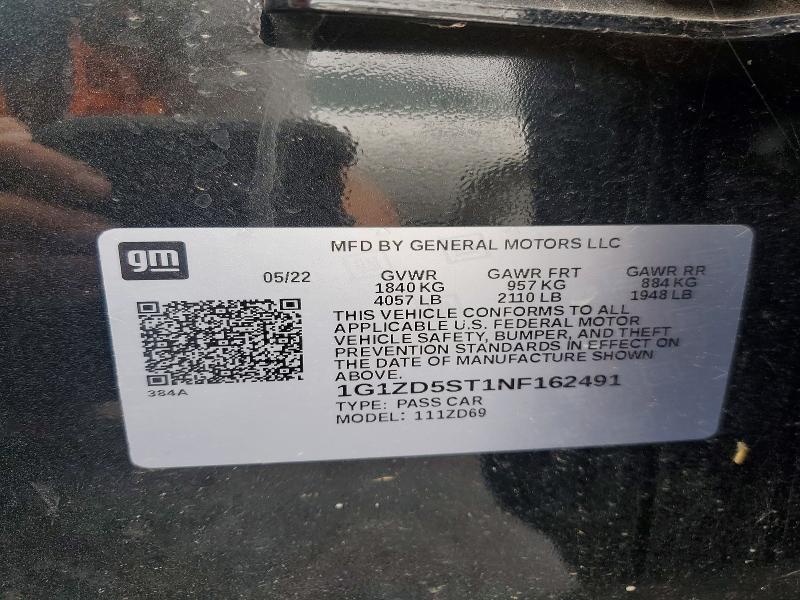 Продаж на аукціоні авто 2022 Chevrolet Malibu, vin: 1G1ZD5ST1NF162491, номер лоту: 59941906
