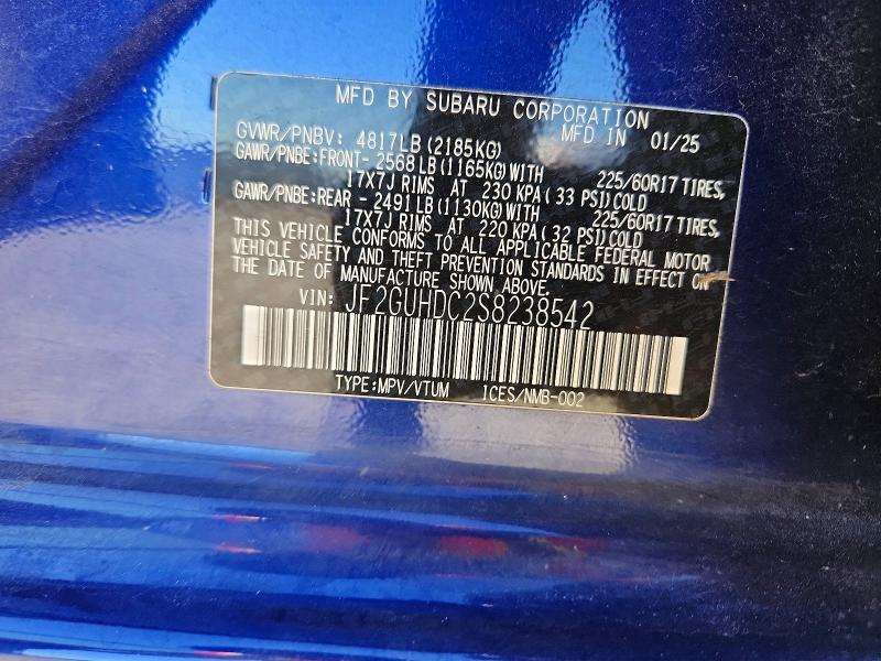 Продаж на аукціоні авто 2025 Subaru Crosstrek, vin: JF2GUHDC2S8238542, номер лоту: 62487006
