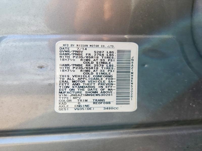 59623826 :رقم المزاد ، JN8AZ1MW9EW530281 vin ، 2014 Nissan Murano مزاد بيع
