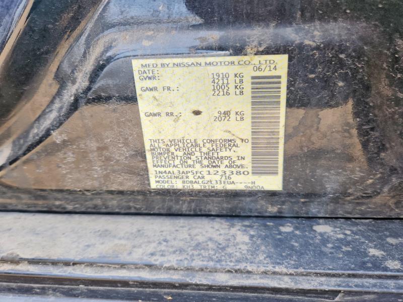 2015 Nissan Altima მანქანა იყიდება აუქციონზე, vin: 1N4AL3AP5FC123380, აუქციონის ნომერი: 60179626