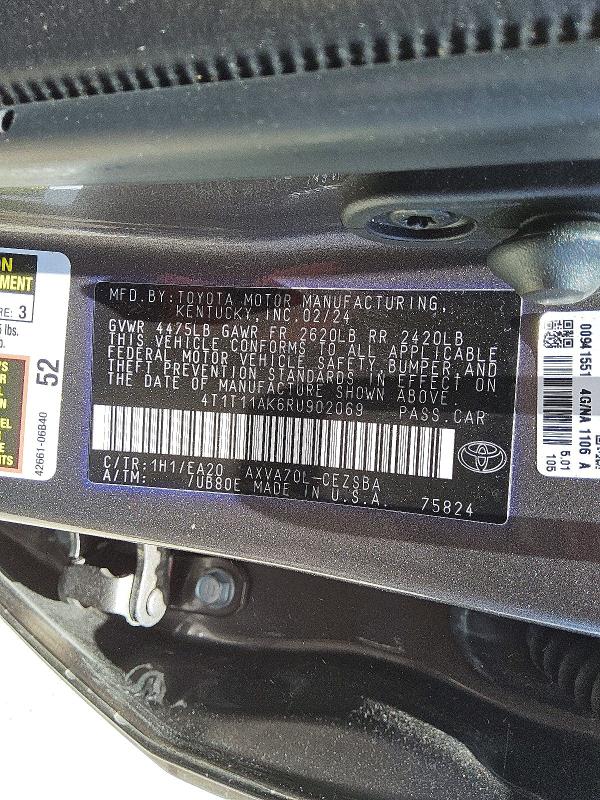 Продажа на аукционе авто 2024 Toyota Camry, vin: 4T1T11AK6RU902069, номер лота: 60168886
