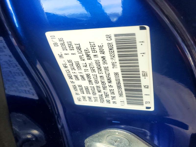 Auction sale of the 2011 Honda Accord, vin: 1HGCS1B80BA001096, lot number: 62450786