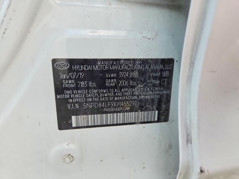 2019 Hyundai Elantra მანქანა იყიდება აუქციონზე, vin: 5NPD84LF9KH455291, აუქციონის ნომერი: 59388656