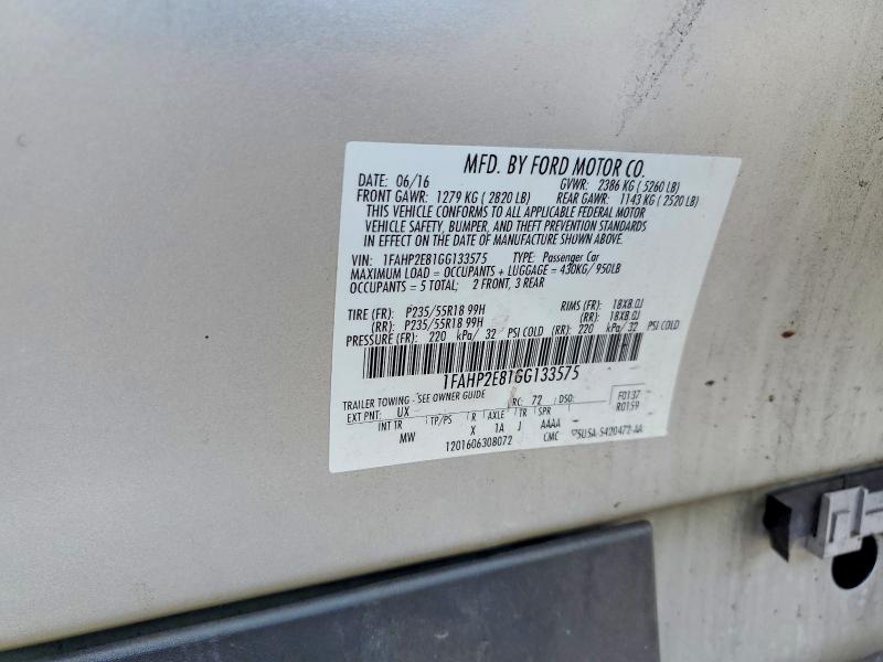 Продаж на аукціоні авто 2016 Ford Taurus, vin: 1FAHP2E81GG133575, номер лоту: 60671796