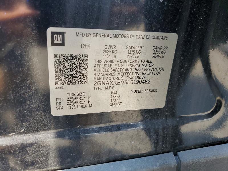 Продажа на аукционе авто 2020 Chevrolet Equinox, vin: 2GNAXKEV5L6190462, номер лота: 60257196