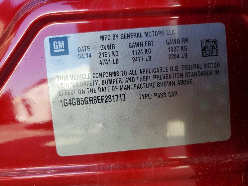 2014 Buick Lacrosse მანქანა იყიდება აუქციონზე, vin: 1G4GB5GR8EF281717, აუქციონის ნომერი: 60194536