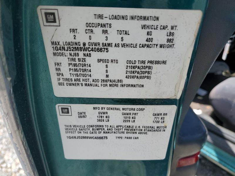 63404396 :رقم المزاد ، 1G4NJ52M8WC406675 vin ، 1998 Buick Skylark مزاد بيع