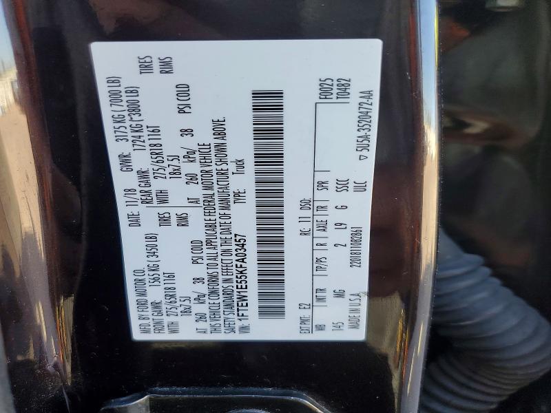2019 Ford F150 მანქანა იყიდება აუქციონზე, vin: 1FTEW1E55KFA03457, აუქციონის ნომერი: 62200966