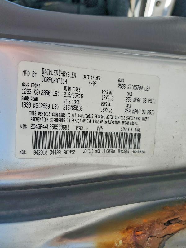 Aukcja sprzedaży 2005 Dodge Grand Caravan, vin: 2D4GP44L65R539681, numer aukcji: 59693216