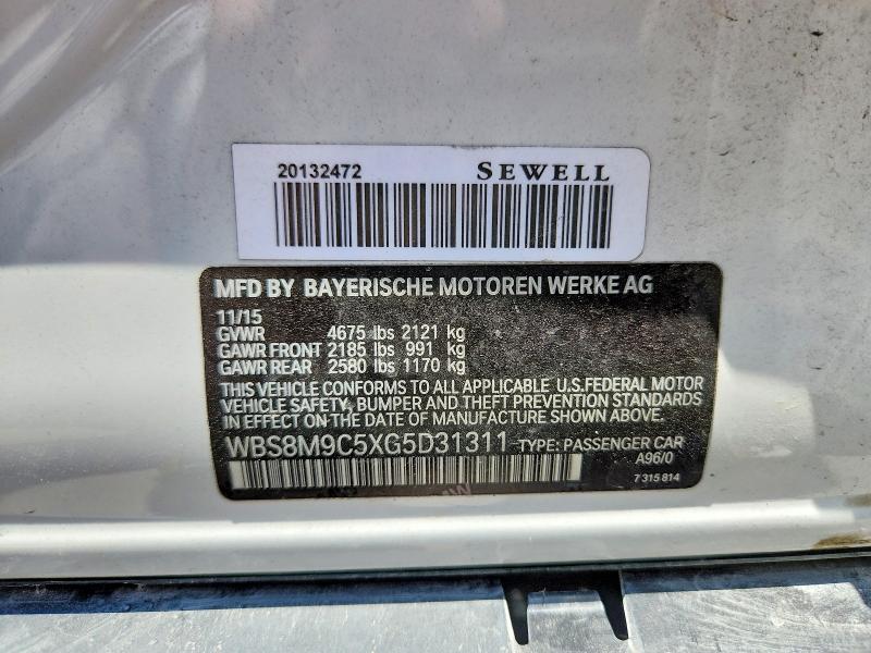 Продаж на аукціоні авто 2016 Bmw M3, vin: WBS8M9C5XG5D31311, номер лоту: 62443516
