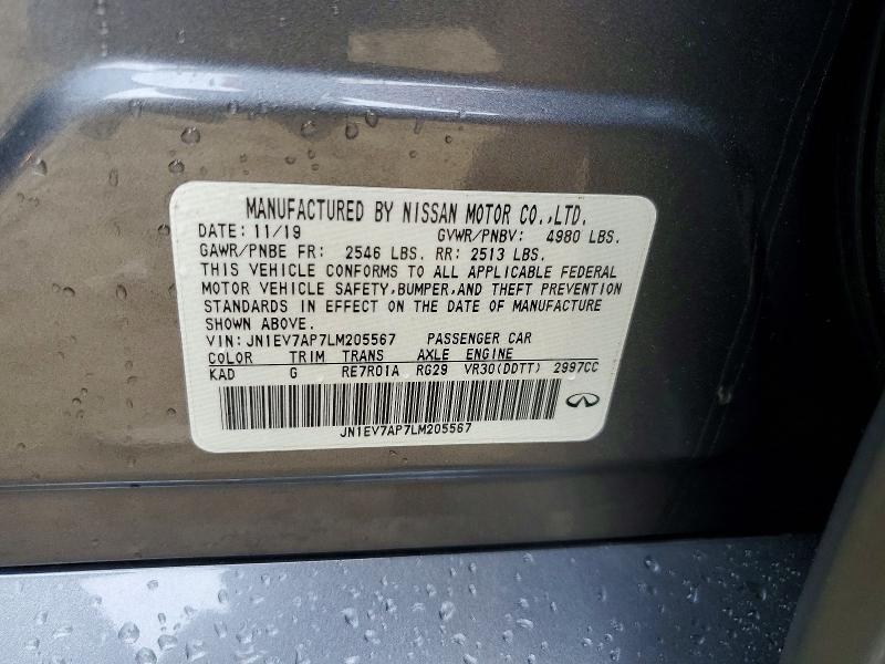 2020 Infiniti Q50 მანქანა იყიდება აუქციონზე, vin: JN1EV7AP7LM205567, აუქციონის ნომერი: 59349406