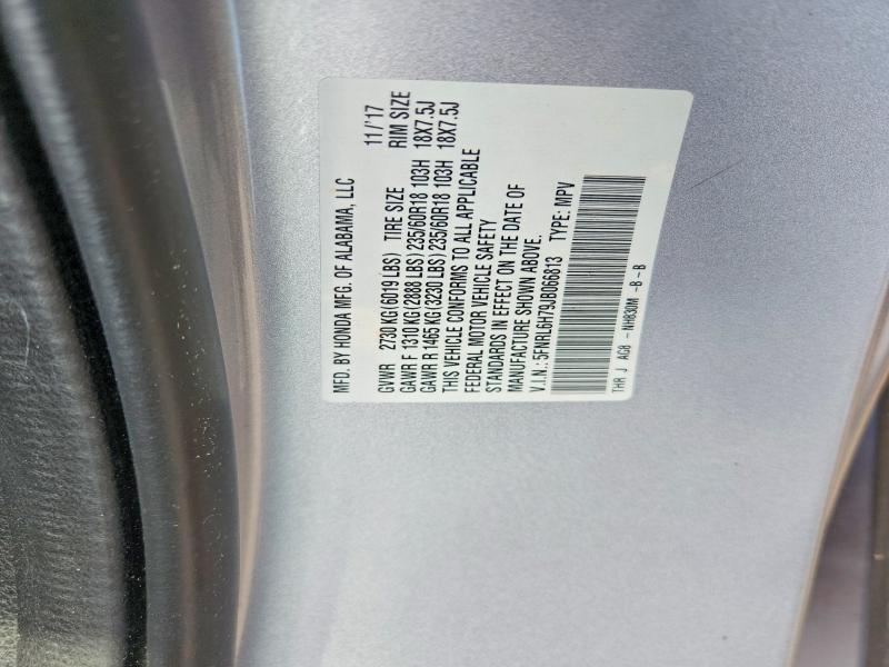 61021616 :رقم المزاد ، 5FNRL6H79JB066813 vin ، 2018 Honda Odyssey مزاد بيع