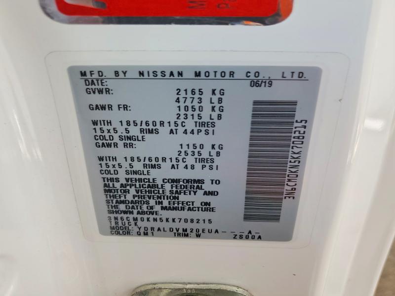 Aukcja sprzedaży 2019 Nissan Nv200, vin: 3N6CM0KN5KK708215, numer aukcji: 60564606
