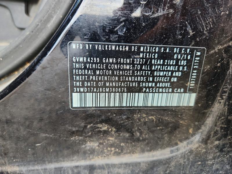Продажа на аукционе авто 2016 Volkswagen Jetta, vin: 3VWD17AJ8GM380675, номер лота: 59720776