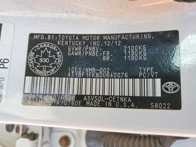Продажа на аукционе авто 2013 Toyota Camry, vin: 4T1BF1FK8DU642076, номер лота: 62397376