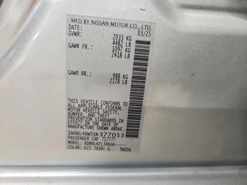 Продаж на аукціоні авто 2025 Nissan Altima, vin: 1N4BL4DW5SN377053, номер лоту: 60662106