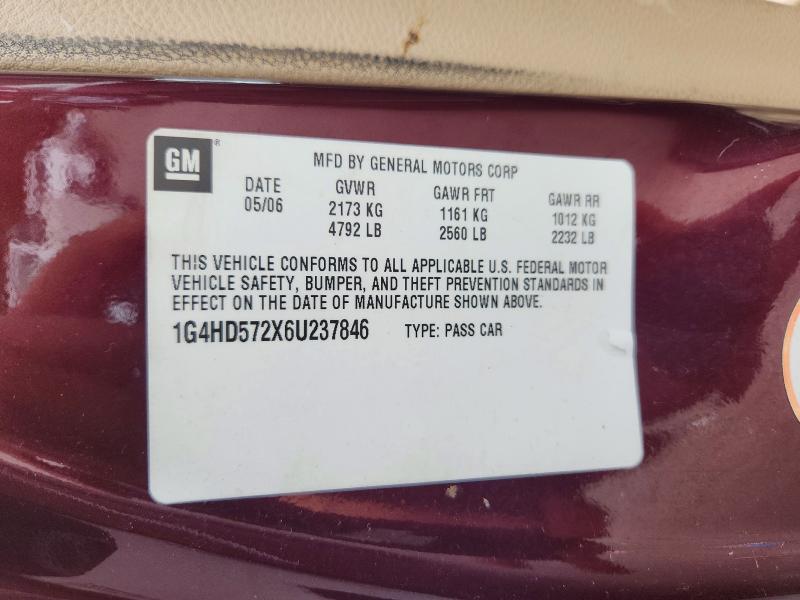 61981746 :رقم المزاد ، 1G4HD572X6U237846 vin ، 2006 Buick Lucerne مزاد بيع
