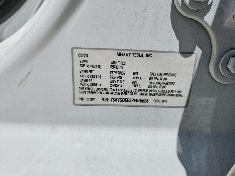 2023 Tesla Model Y მანქანა იყიდება აუქციონზე, vin: 7SAYGDEE6PF676624, აუქციონის ნომერი: 61528266