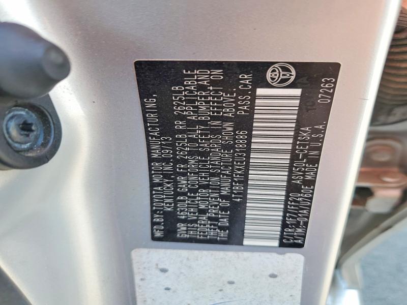 Продаж на аукціоні авто 2014 Toyota Camry, vin: 4T1BF1FKXEU318886, номер лоту: 62128166