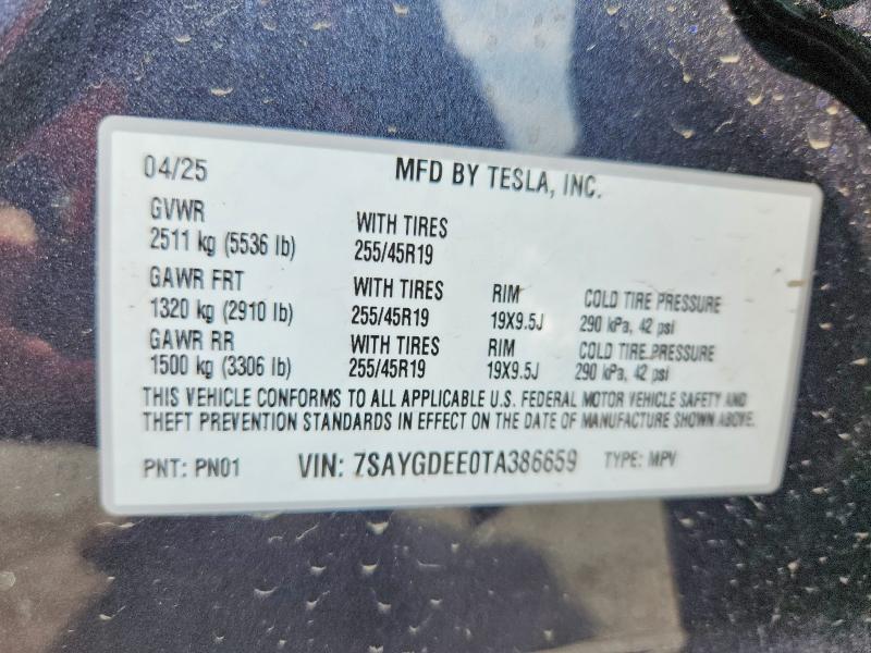 Aukcja sprzedaży 2026 Tesla Model Y, vin: 7SAYGDEE0TA386659, numer aukcji: 60704806