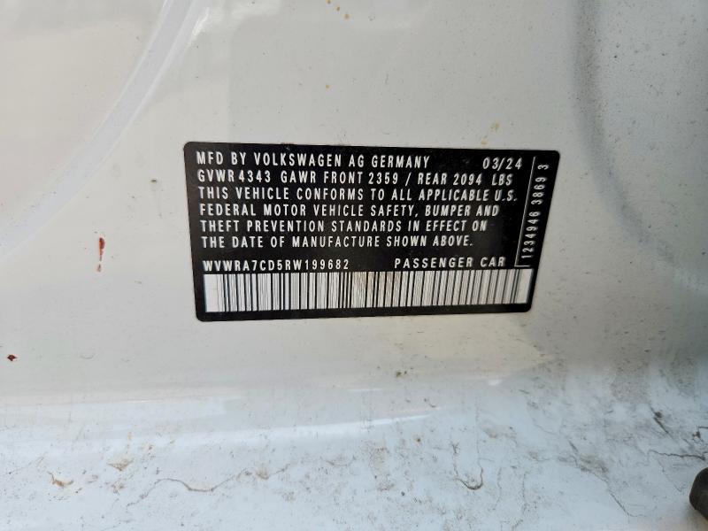 2024 Volkswagen Gti მანქანა იყიდება აუქციონზე, vin: WVWRA7CD5RW199682, აუქციონის ნომერი: 60263436