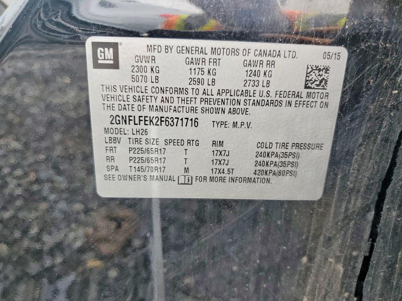 2015 Chevrolet Equinox მანქანა იყიდება აუქციონზე, vin: 2GNFLFEK2F6371716, აუქციონის ნომერი: 59354426