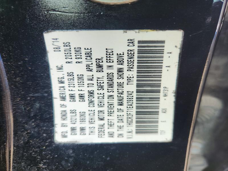 2014 Honda Accord მანქანა იყიდება აუქციონზე, vin: 1HGCR2F71EA298242, აუქციონის ნომერი: 62997016